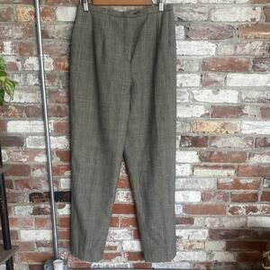 Harve Bernard Black and Cream Plaid Check Straight Leg Wool Dress Pants Size 10
